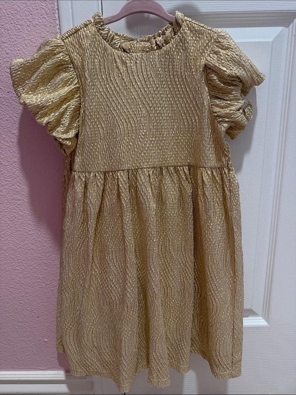 Janie and Jack Shimmery Gold Ruffle-Sleeve Party Dress